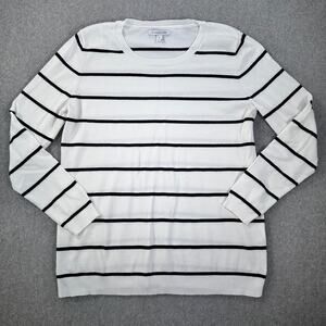 41 Hawthorn Black and White Stripe Crew Neck Pullover Sweater Women's X-Large